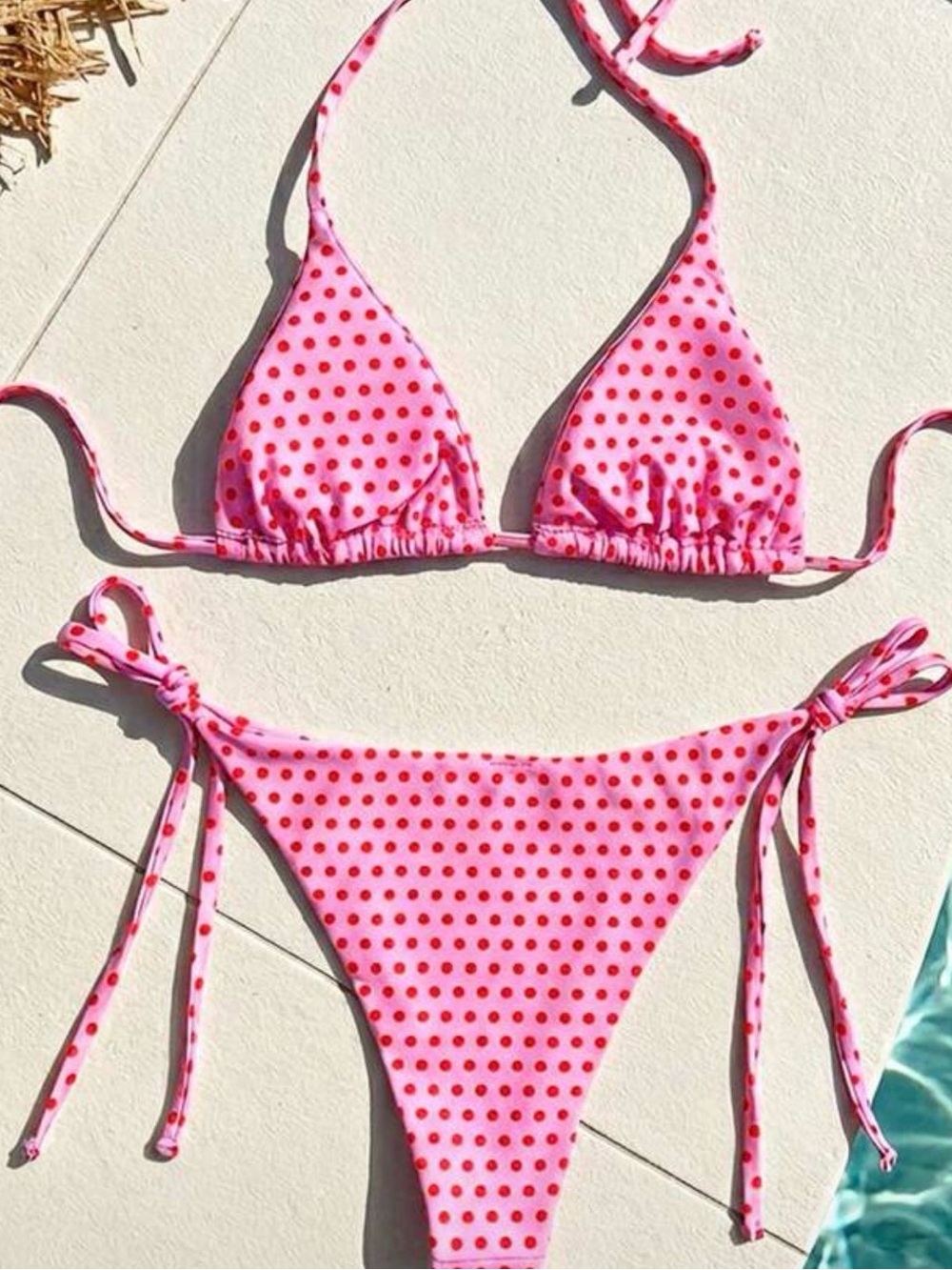 Pink Polka Dot Tie-Side Bikini - Women Swim - Size M - NWT - Picture 2 of 3